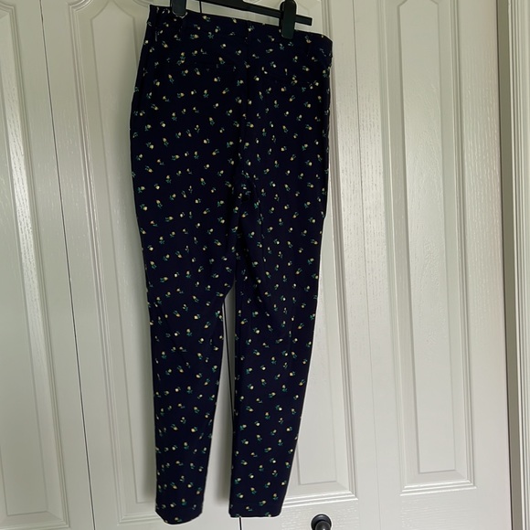 Yellow Flower Print Navy Slacks - Picture 4 of 5